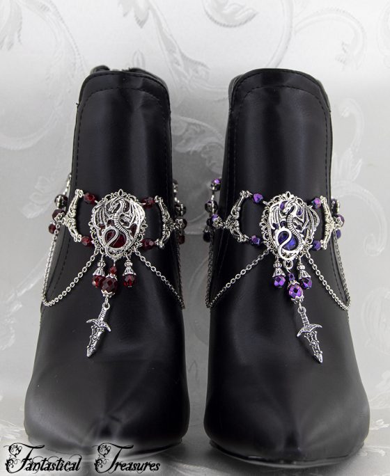 Dragon Boot chain taken on boot in red and purple