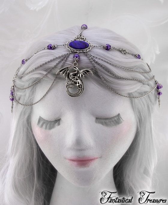 Purple dragon headdress taken from front
